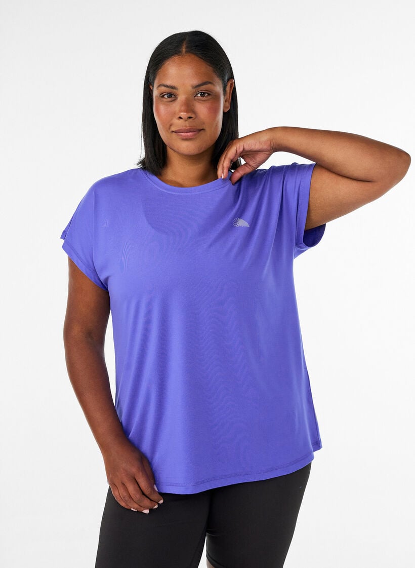 Solid-coloured training T-shirt, Blue, Model image number 0