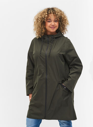 Raincoat with pockets and hood, Forest Night, Model image number 0
