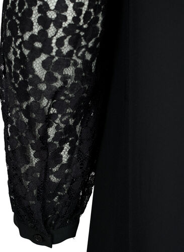 Long sleeve dress with lace, Black, Packshot image number 3