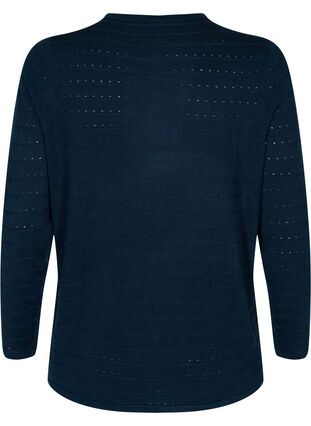 Textured knitted top with round neck, Navy Blazer, Packshot image number 1