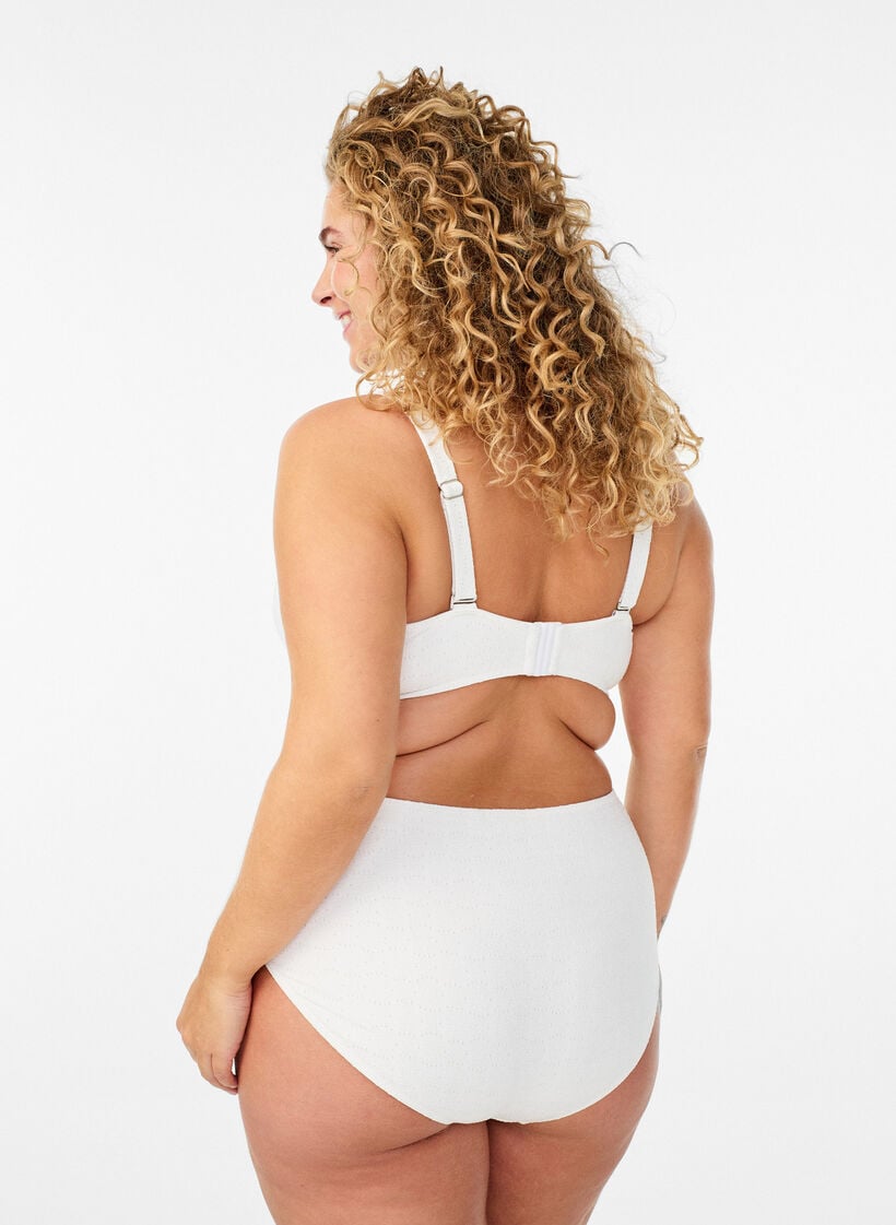 Bikini bottoms with a textured pattern and regular waist, White, Model image number 1