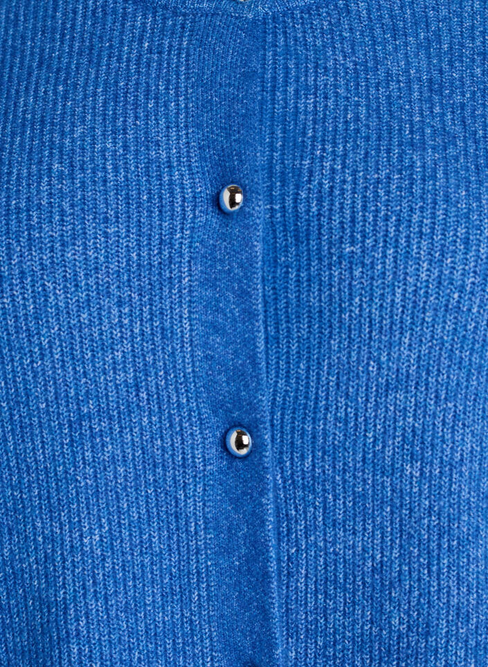 Short-sleeved knit cardigan with shiny ball buttons, Light Blue, Packshot image number 2