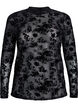 Mesh blouse with floral pattern, Black, Packshot image number 0