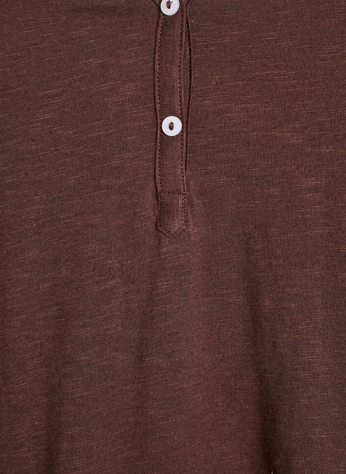 T-shirt with button detail, Brown, Packshot image number 2
