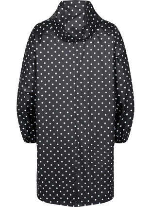 Hooded polka dot rain jacket, Black W/White Dot, Packshot image number 1