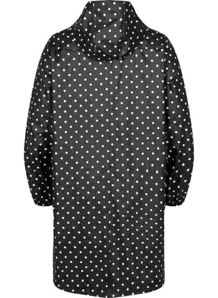 Hooded polka dot rain jacket, Black W/White Dot, Packshot image number 1