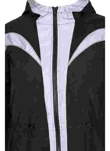 Sports jacket with reflective details and adjustable waist, Black w. Reflex, Packshot image number 2