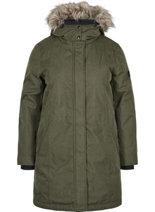 Waterproof winter jacket with removable hood, Forest Night, Packshot image number 0