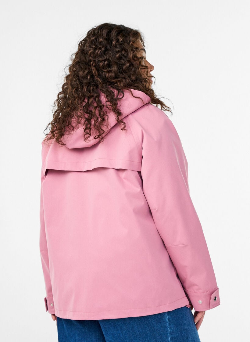 Short spring jacket with a detachable hood, Rose, Model image number 2