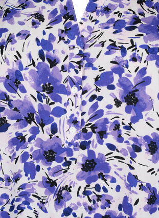 Blouse with short sleeves and v-neck, Purple Small Flower, Packshot image number 2