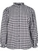 Checked shirt blouse with ruffle details, Black/W. Gingham, Packshot image number 0