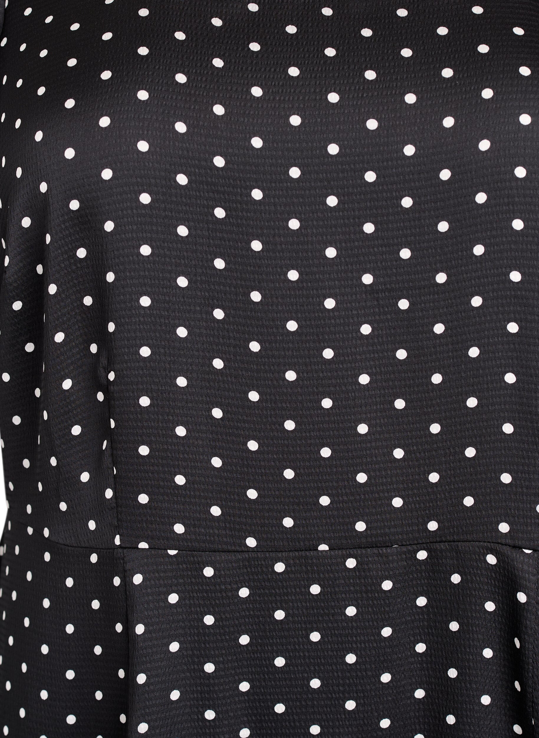 ZizzifashionPolka dot midi dress with square neckline, Black, Packshot image number 2