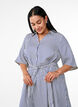 Ankle-length shirt dress with tie belt and stripes, Blue, Model image number 2