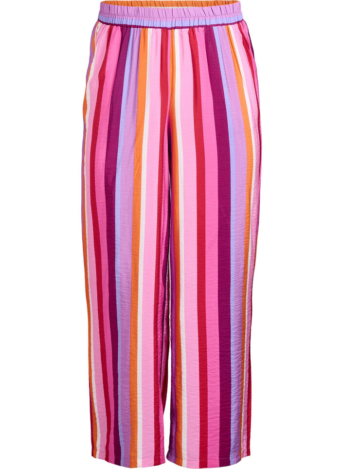 Loose viscose trousers with stripes, Pink, Packshot image number 0