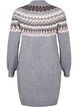 Knitted dress with jacquard pattern and long sleeves, Medium Grey Comb, Packshot image number 1