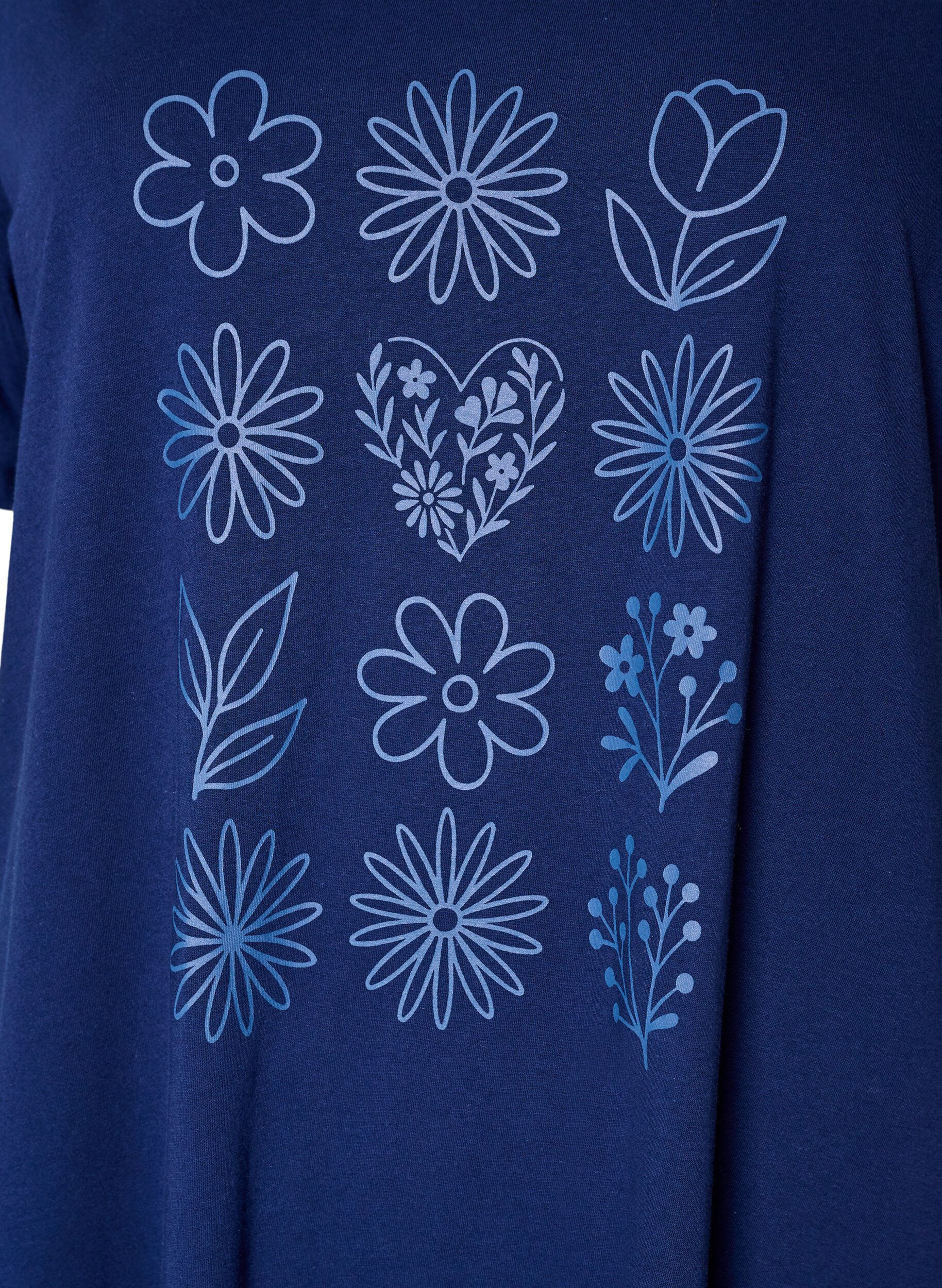 ZizzifashionShort-sleeved nightgown in organic cotton, Blue, Packshot image number 2