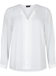 Solid colour shirt with v-neck, Bright White, Packshot