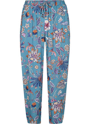 Loose viscose trousers with print, Smoke Blue Paisley, Packshot image number 0