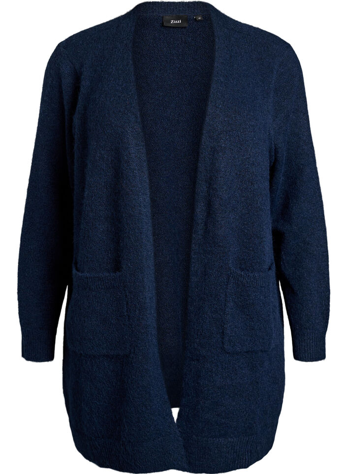 Long cardigan with pockets, Blue, Packshot image number 0