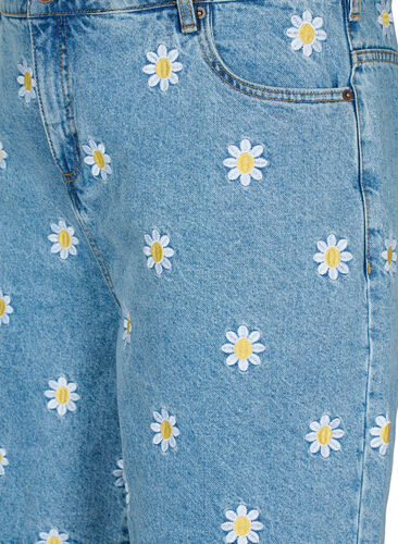 High waisted Mille shorts with embroidered flowers, Light Blue Flower, Packshot image number 2