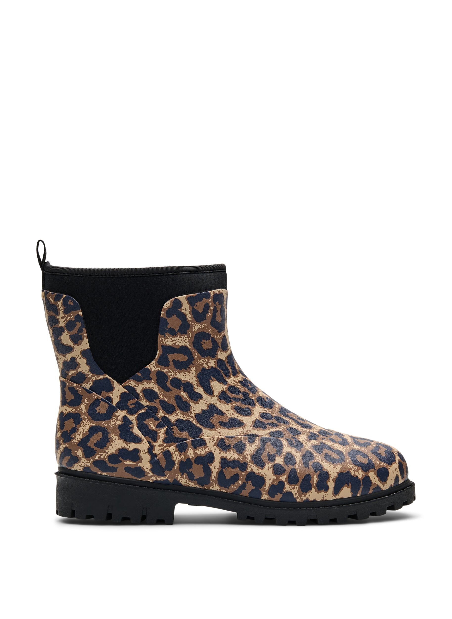 Zizzifashion Wide fit - Short wellies with elastic neoprene shaft, Leopard AOP, Packshot image number 0