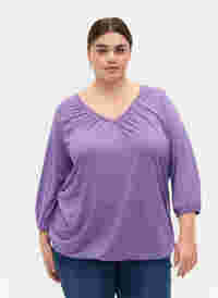 Melange blouse with v-neckline, Deep Lavender Mél, Model