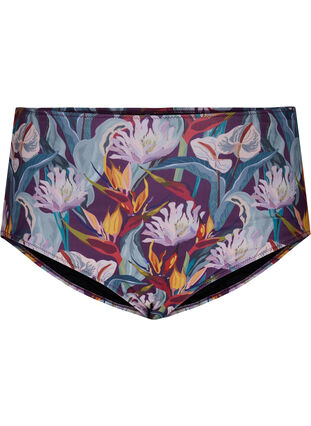 High-waisted bikini bottoms with print, Deep Tropical Print, Packshot image number 0
