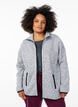 Jersey cardigan with a high collar and zip, Grey, Model image number 0