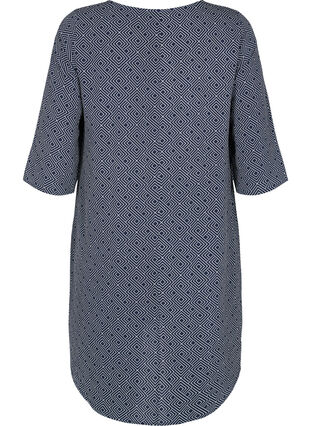 Printed dress with 3/4 sleeves, Blue Graphic, Packshot image number 1