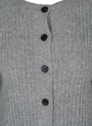 Rib knitted cardigan with buttons, Medium Grey Melange, Packshot image number 2