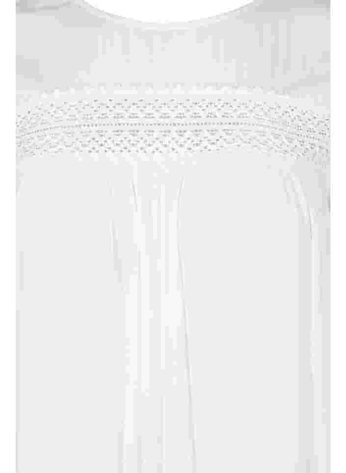 viscose dress with lace detail, Off White, Packshot image number 2