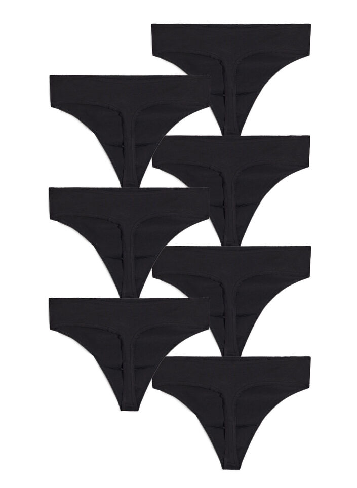 7-pack cotton g-string, Black, Packshot image number 1