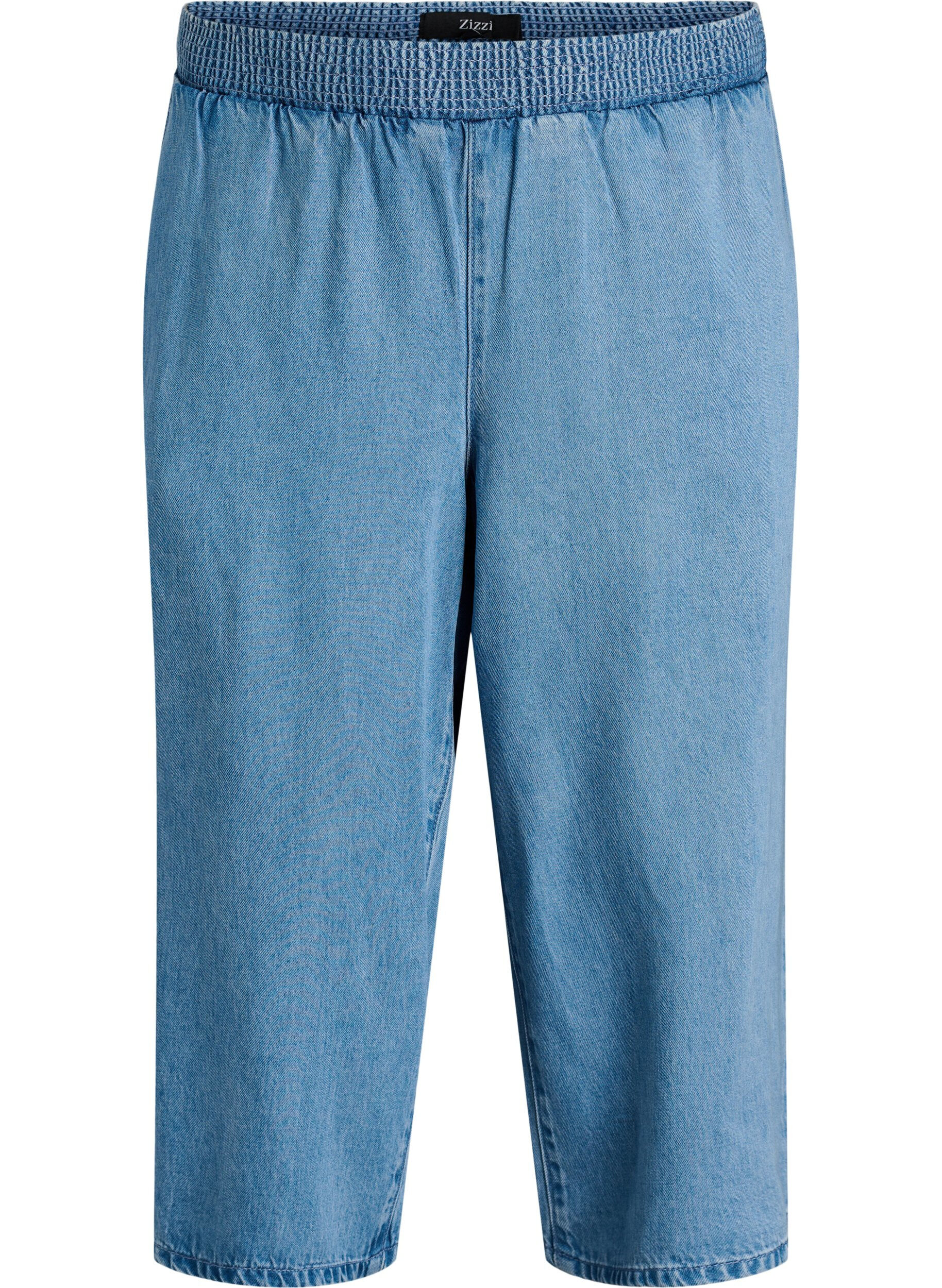 Lyocell culotte trousers with wide legs and denim look