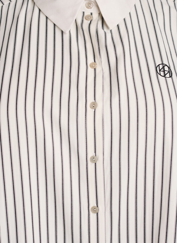 Loose striped shirt with wide cuffs, White, Packshot image number 2