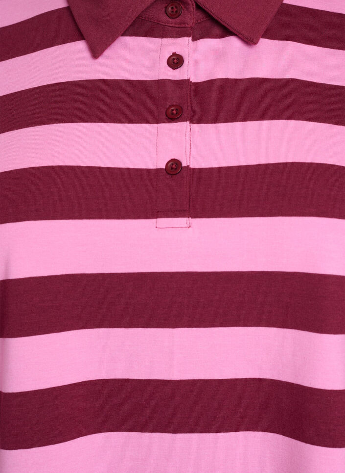 Long-sleeved polo shirt with stripes, Dark Bordeaux, Packshot image number 2