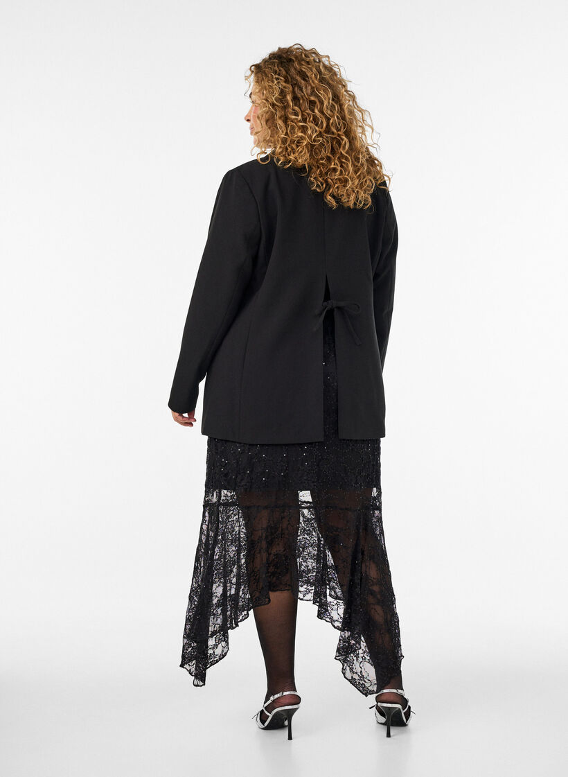 Lace midi skirt with sequins, Black, Model image number 2