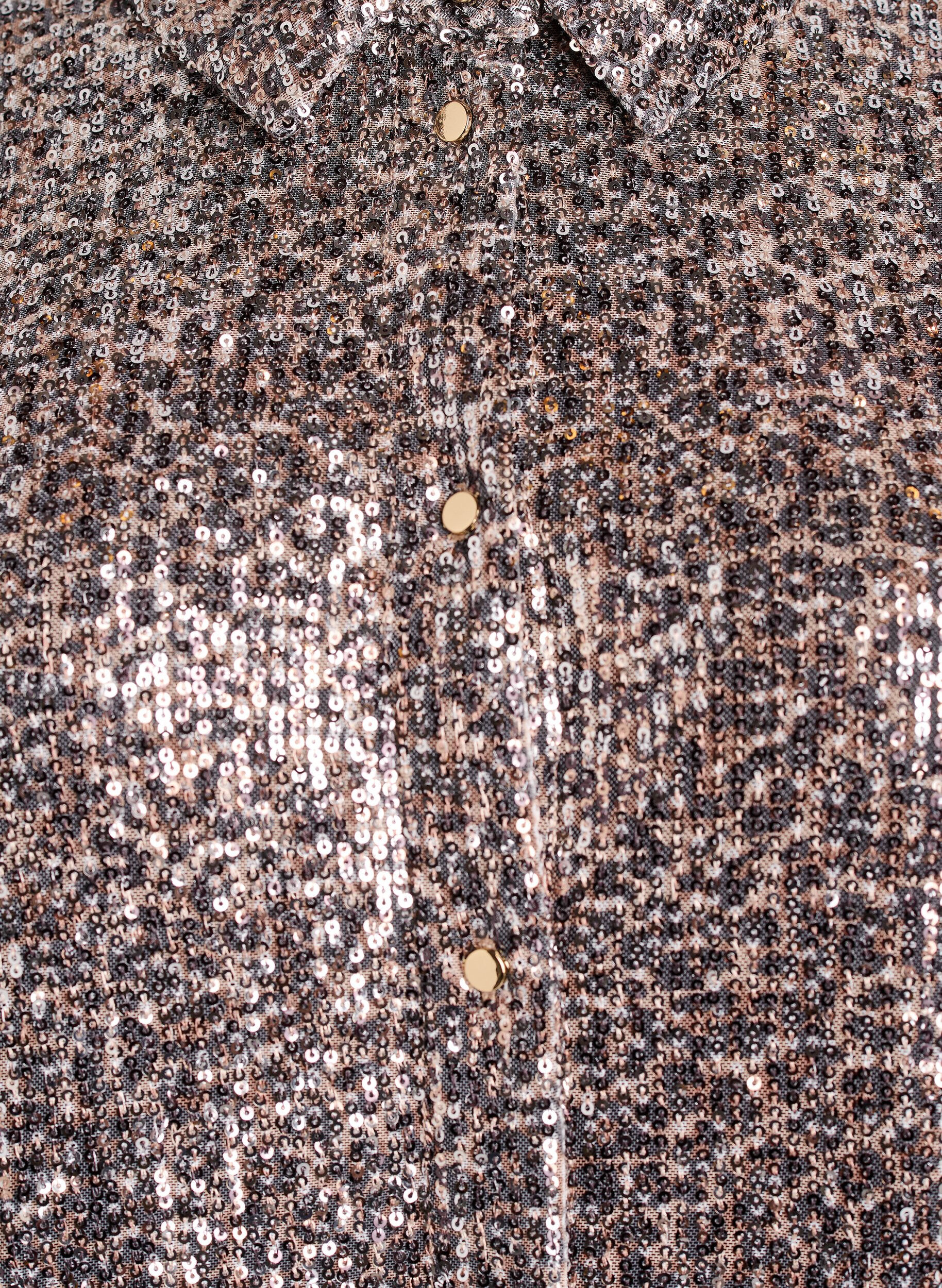 Zizzifashion Sequin shirt with long sleeves, Brown, Packshot image number 2