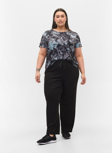 Loose trousers in a cotton blend, Black, Model image number 0