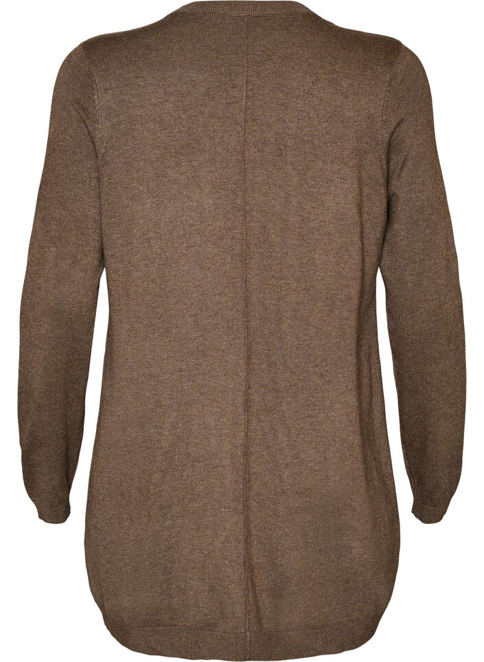 Long knitted cardigan in a viscose blend, Brown, Packshot image number 1