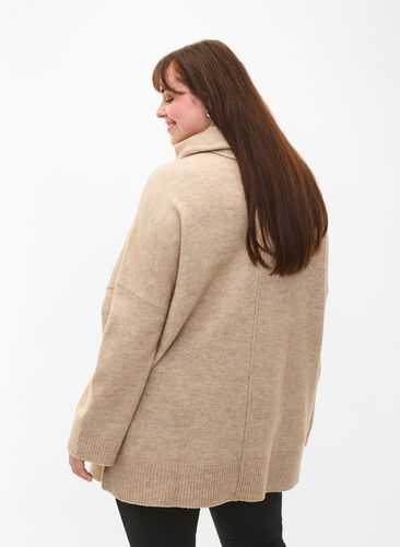 Melange knit sweater with turtleneck, Simply Taupe Mel., Model image number 1