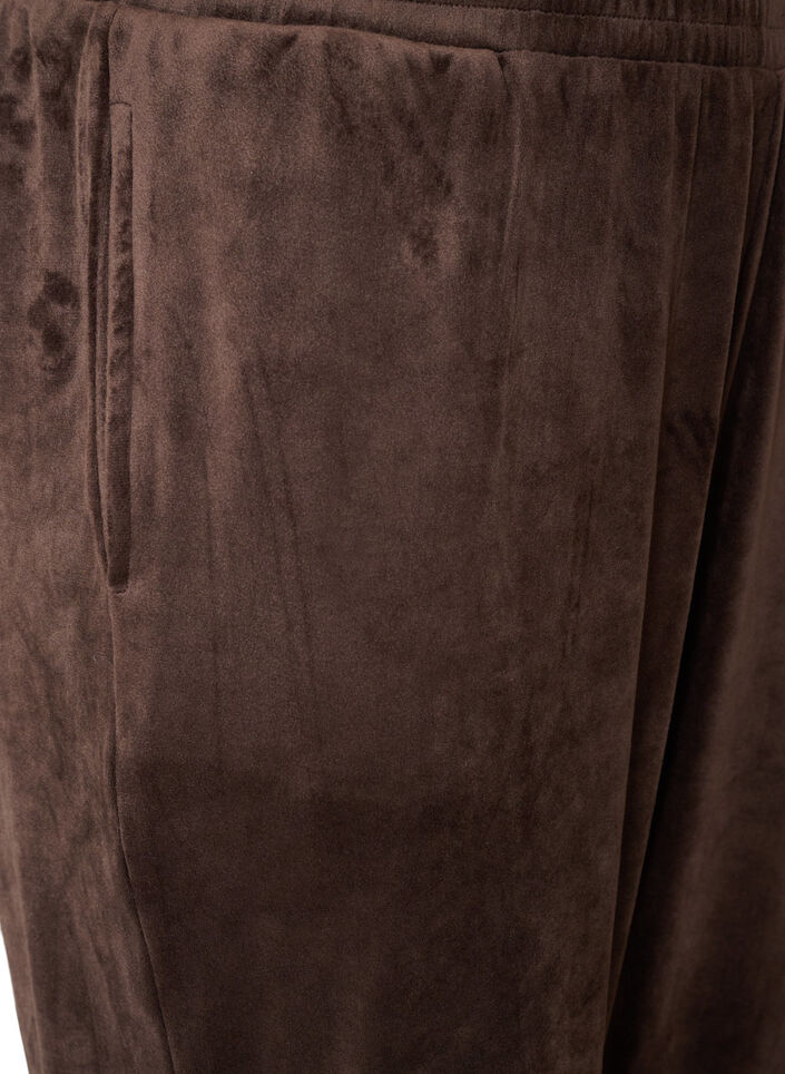 Loose velour trousers, Brown, Packshot image number 2