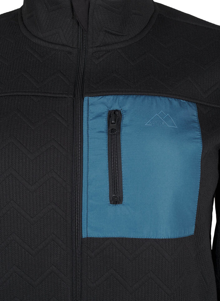 Sporty fleece jacket with pockets, Black, Packshot image number 2