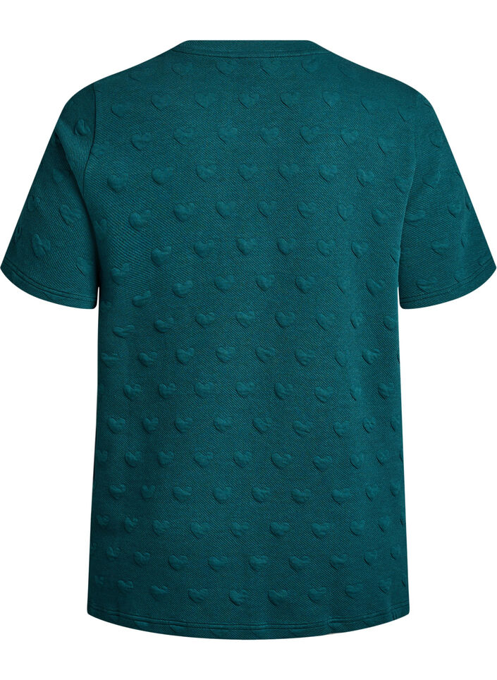 T-shirt in embossed cotton jersey, Green, Packshot image number 1