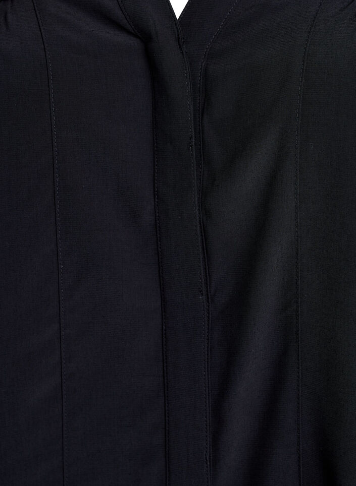 Blouse with ruffle collar and ruching, Black, Packshot image number 2