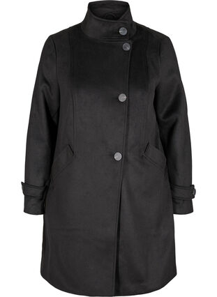 Jacket with high collar and wool, Black, Packshot image number 0