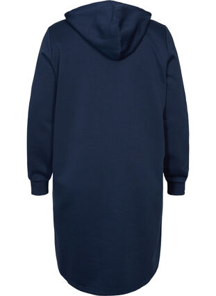Sweatshirt dress with hood and slit, Navy Blazer, Packshot image number 1