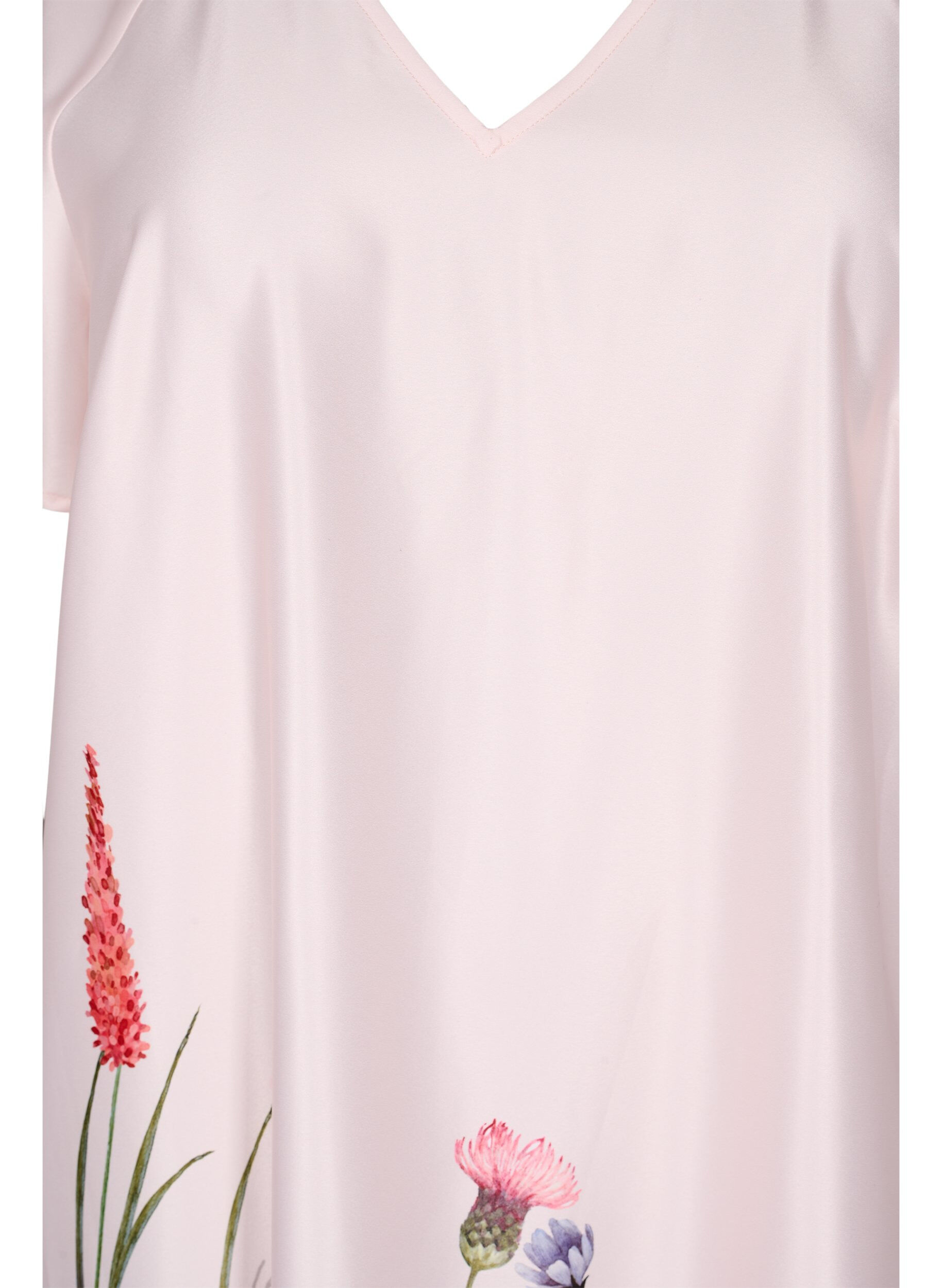 Zizzifashion Midi dress with floral print and short sleeves, White Sand, Packshot image number 2