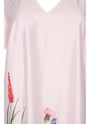 Midi dress with floral print and short sleeves, White Sand, Packshot image number 2