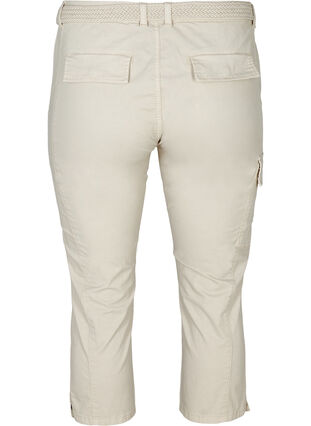Capri trousers with a belt in cotton, Sand, Packshot image number 1