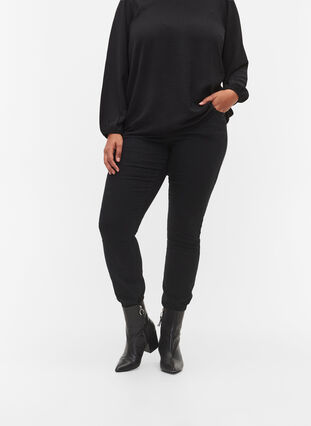 Extra slim Sanna jeans with regular waist, Black, Model image number 2